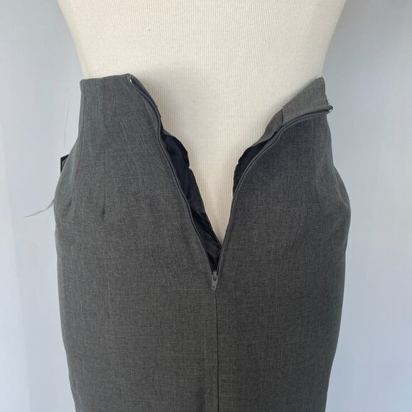 Vintage Long Pencil Skirt Size 14 Gray Solid Minimal Career Office Academia 90s - Picture 11 of 15